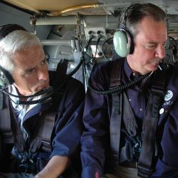 [Severe Storms and Tornadoes] Volusia County, FL, February 9, 2007 -- FEMA Director David Paulison (center), Florida Governor Charlie Crist (left) and Congressman John Mica (R-FL) take a helicopter to