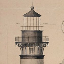 Architectural Drawing of First Order Lighthouse for Bodys Island, North Carolina