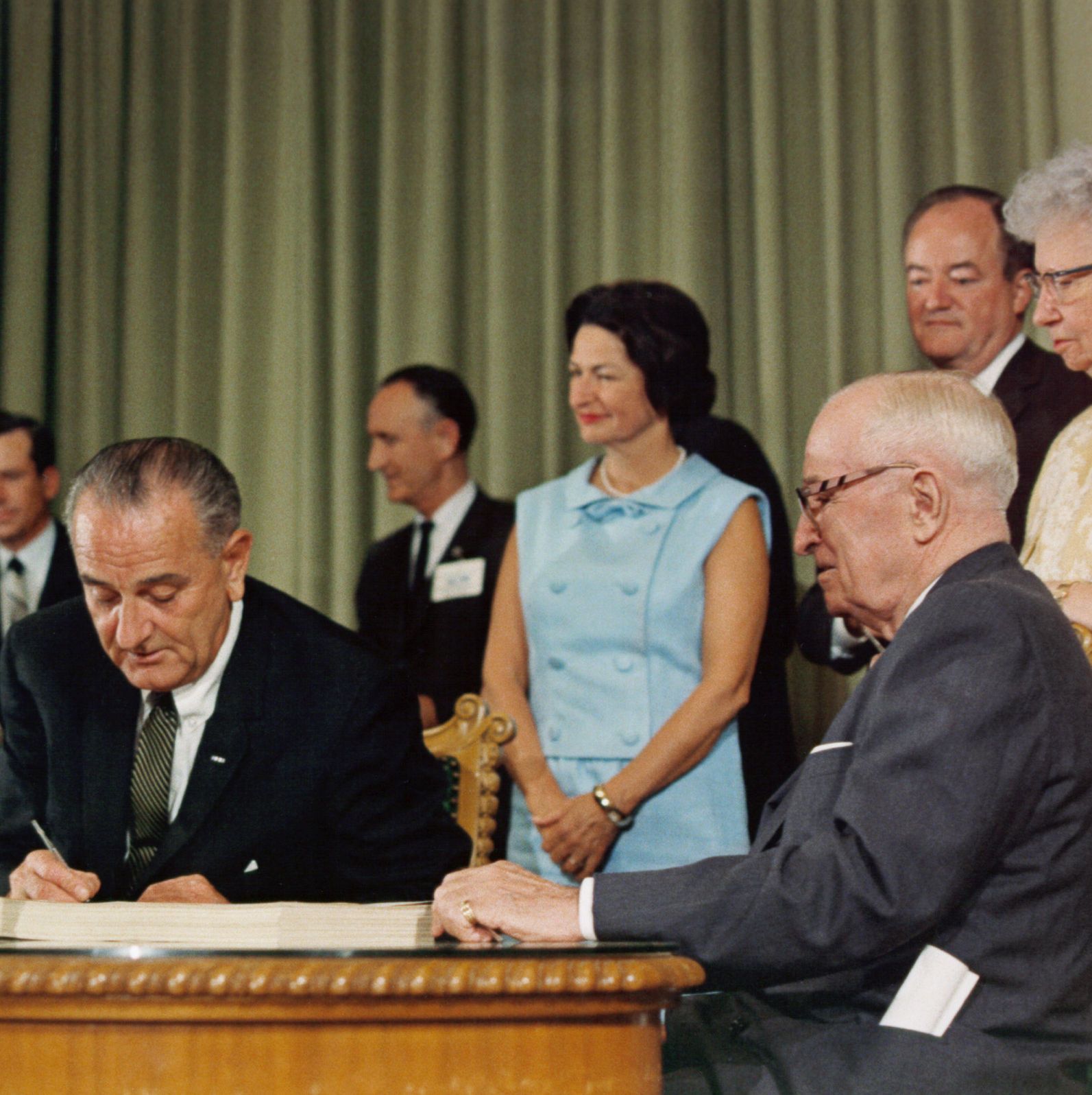 Photograph of President Lyndon B. Johnson Signing the Medicare Bill