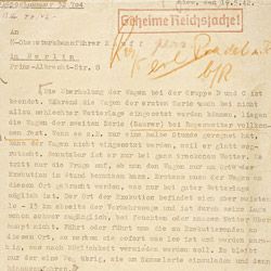Report from SS (Schutzstaffel) Lt. Dr. August Becker to SS Lt. Col. Walter Rauff