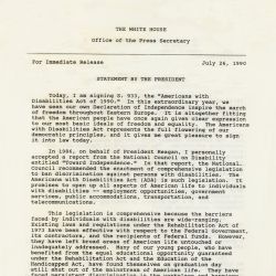 Statement By The President: July 26, 1990