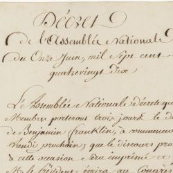 Decree of the French National Assembly on the Death of Benjamin Franklin