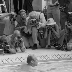 President Gerald Ford takes his First Swim in the New White House Pool