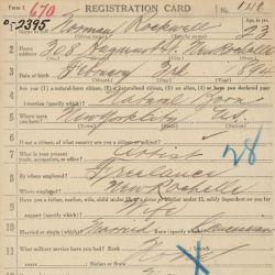 World War I Draft Registration Card for Norman Rockwell