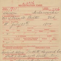 World War I Draft Registration Card for Simon Malanowski