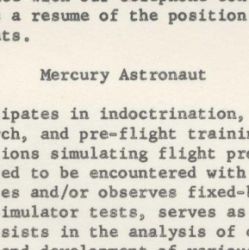 Position Description for Mercury Astronaut