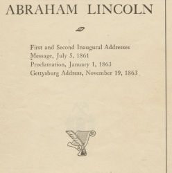Pamphlet of President Abraham Lincoln
