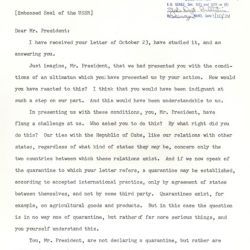 English Translation of Letter from Soviet Prime Minister Nikita Khrushchev to President John F. Kennedy