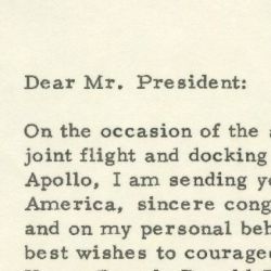 Message from Soviet General Secretary Leonid Brezhnev to President Gerald Ford Regarding the Apollo-Soyuz Test Project