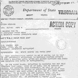 Telegram from Ambassador Regarding a Cambodian Settlement