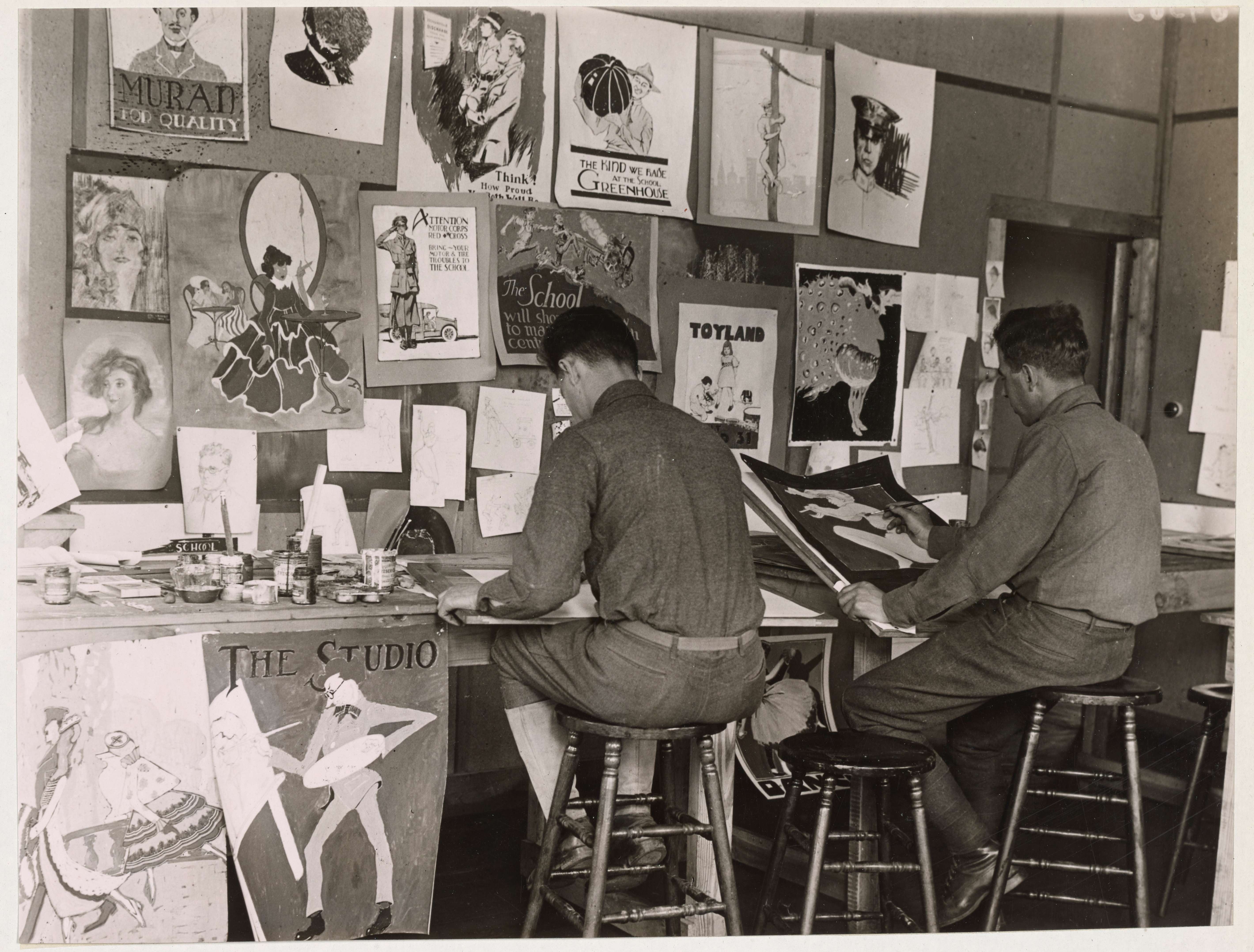 Disabled soldiers illustrating at General Hospital Number 3, Colonia, New Jersey