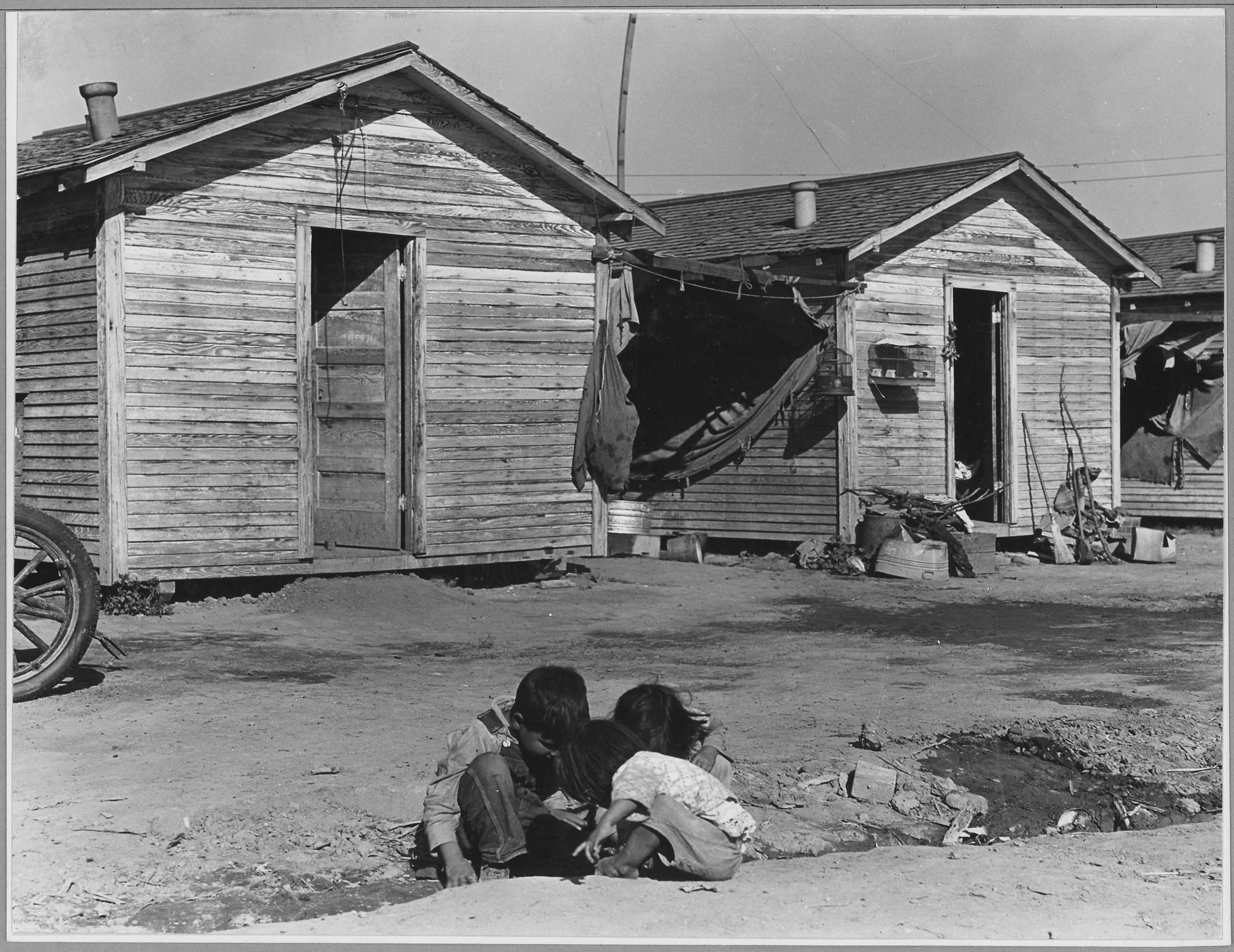 Corcoran, San Joaquin Valley California. Company housing for Mexican cotton pickers on large ranch.