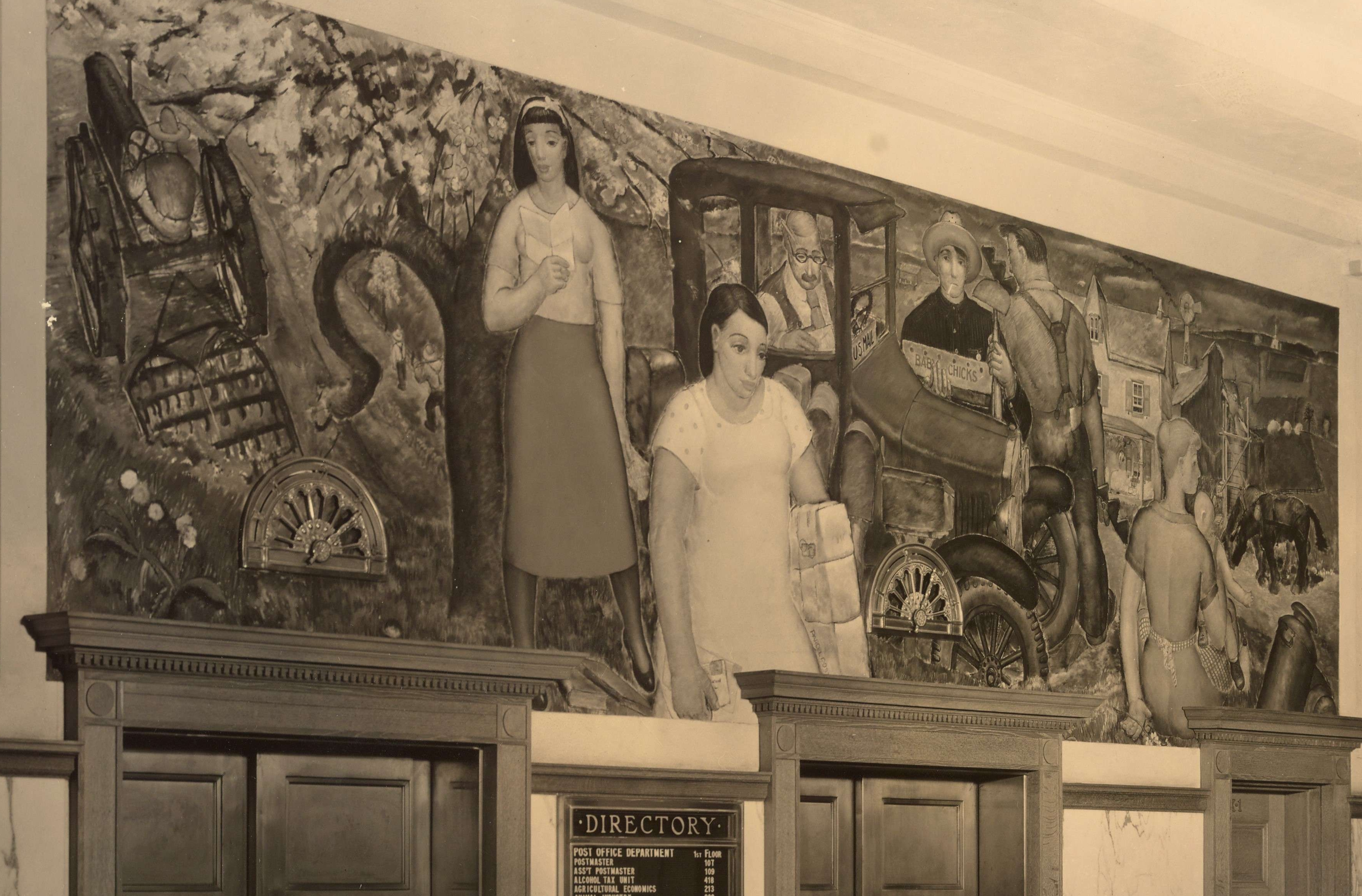 "Rural Delivery" and "Battle of Trenton," Trenton, NJ Post Office Murals by Charles Ward