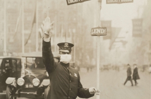 Traffic Cop in New York City- Wearing a Gauze Mask