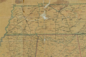 Map of Tennessee, Mississippi, Alabama, and Northwestern Georgia