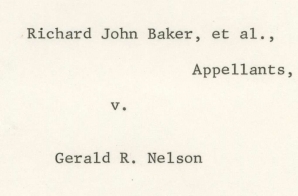 Supreme Court Order in Baker v. Nelson