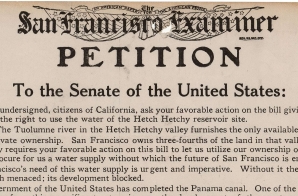 San Francisco Examiner "Petition to the Senate of the United States" Supporting the Raker Bill