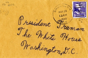 Letter from J. Jagliarin to President Harry S. Truman