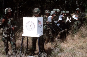 Members of the United States Air Force Voting in the Field