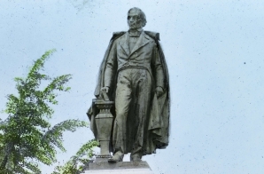 Lantern Slide of Daniel Webster Statue
