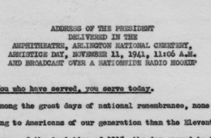 Address of President Franklin Roosevelt from Arlington National Cemetery on Armistice Day