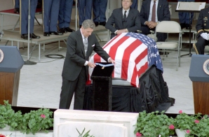 President Reagan Presenting Congressional Medal of Honor to Vietnam Unknown Soldier at Arlington National Cemetery