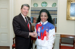 President Reagan with Florence Griffith Joyner of The United States Olympic Team