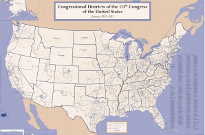 Congressional Districts of the 113th Congress of the United States Wall Map