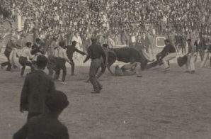 Ernest Hemingway Fighting a Bull in Pamplona, Spain