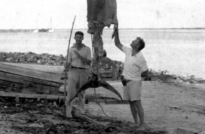 Henry "Mike" Strater and Ernest Hemingway in Cat Cay, Bahamas