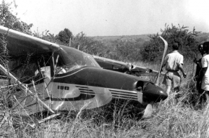 Wreckage of plane that carried Ernest and Mary Hemingway while on his second African safari.
