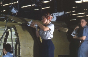 Women Rivet Fuselage Sections of Planes at Aircraft Plant