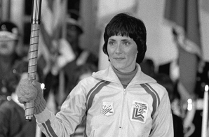 Olympic Torchbearer Sandee Norris at the 1980 Winter Olympics