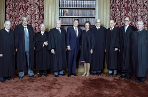 Supreme Court Justices Pose with President Ronald Reagan in The Supreme Court Conference Room