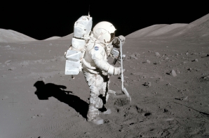 Apollo 17 Scientist-Astronaut Harrison H. Schmitt Collecting Lunar Rake Samples