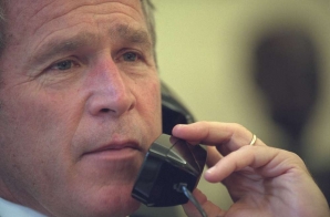 President Bush Talks on the Telephone with World Leaders from the Oval Office