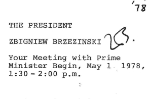 Memorandum from Zbigniew Brzezinski to Jimmy Carter