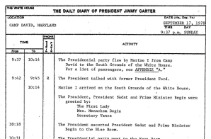 Daily Diary of President Jimmy Carter, September 17, 1978