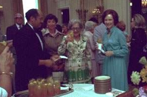First Lady Rosalynn Carter and Mrs. Aliza Begin attend a reception