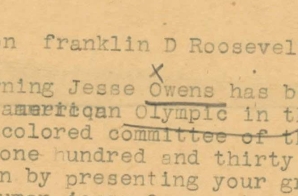 Telegram to Franklin D. Roosevelt about Jesse Owens