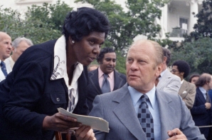 President Gerald Ford and Representative Barbara Jordan at Signing Ceremony