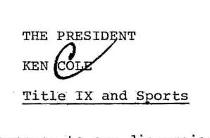 Memo from Kenneth Cole to President Nixon about Title IX