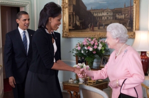 Her Majesty Queen Elizabeth Welcomes President Barack Obama and First Lady Michelle Obama to Buckingham Palace