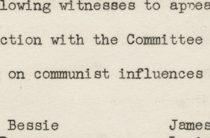 HUAC Press Release of Witnesses for Hearing about Communist Influences in Motion Picture Industry