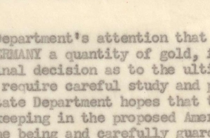 Cable from General George Marshall to General Dwight D. Eisenhower about Gold and Art Treasures