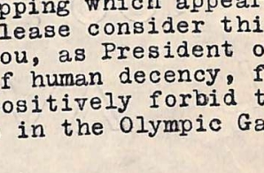 Letter from Aaron Gamsey to President Roosevelt about 1936 Olympics