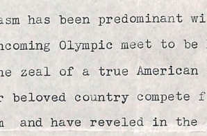 Letter from John F. Callahan to President Franklin Roosevelt about 1936 Olympics