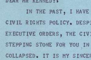 Telegram Jackie Robinson to John F. Kennedy
