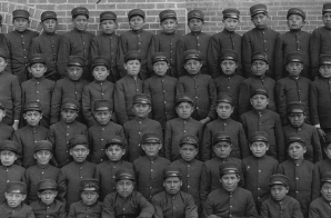 Class of boys in uniform at the Albuquerque Indian School