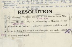 Resolution to Censure Senator Joseph McCarthy 